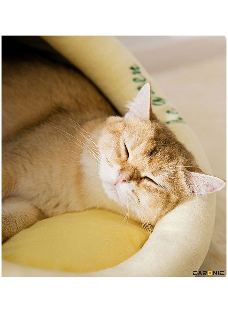 CARONIC - Beds For Indoor Cats And Small Dog With Anti-Slip Bottom With Hanging Toy With Removable Cotton Pad Super Soft Calming Pet Sofa Green - Image 1
