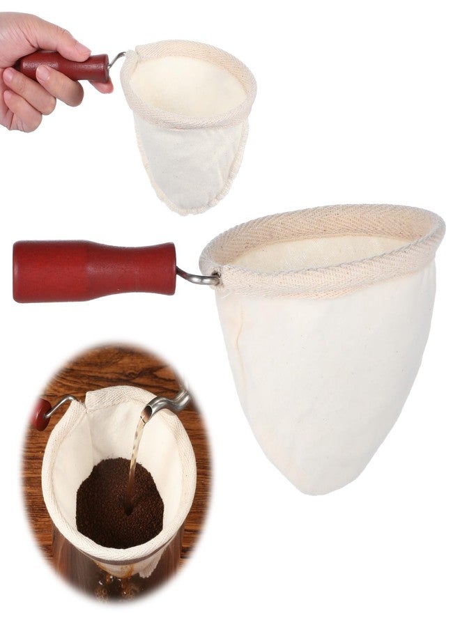 XLIUAX Cloth Coffee Strainer, Reusable Colador De Cafe De Tela with Wooden Handle, Coffee Socks with Flannel Cloth Strainer for Coffees Enthusiasts Home Office Use - Image 1