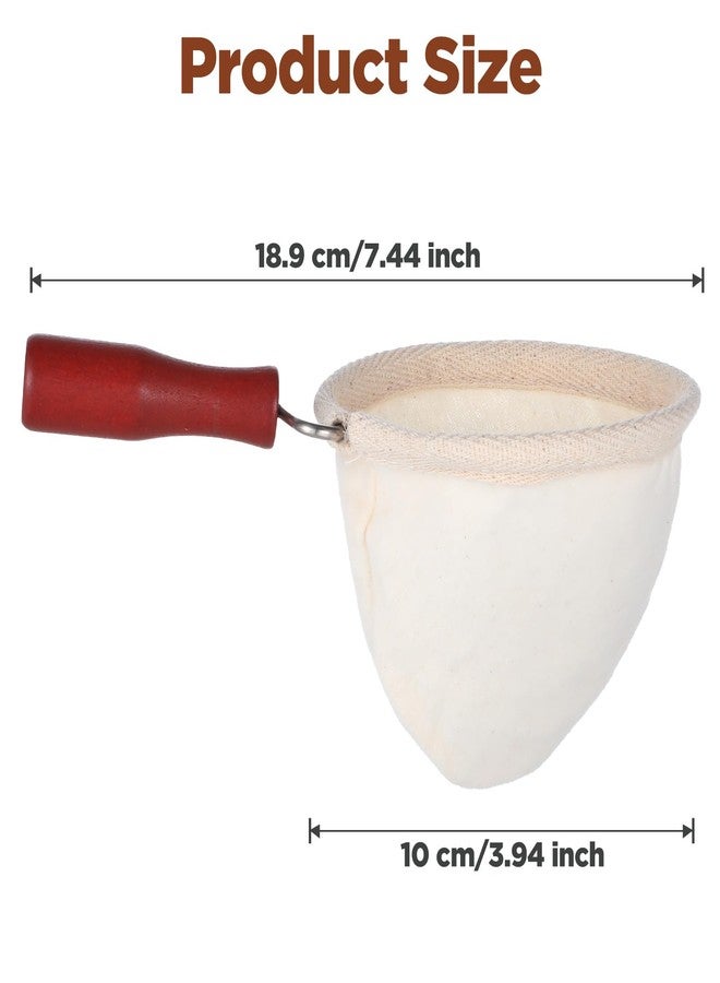 XLIUAX Cloth Coffee Strainer, Reusable Colador De Cafe De Tela with Wooden Handle, Coffee Socks with Flannel Cloth Strainer for Coffees Enthusiasts Home Office Use - Image 2