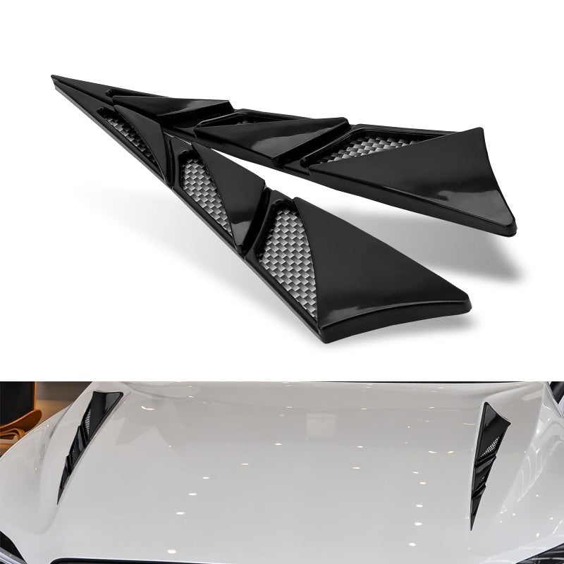Dogary 2 PCS Car Hood Ventilation Cover Scratchproof Collisionresistant Shark Fin Spoiler Adhesive Car Fender Vent Protection Decoration Universal for Most Cars SUVs Trucks Black - Image 3