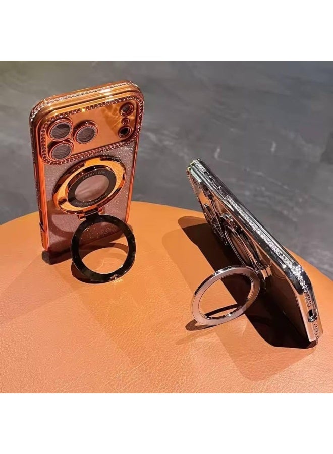 Luxury Diamond Magnetic Glitter Shockproof TPU Case for iPhone 17 Pro Max with Ring Stand, MagSafe Compatible - Image 3