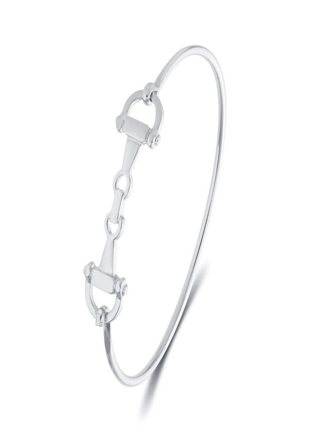 SENFAI Horse Snaffle Bit Bracelet Double Horse Stirrup Lariat Necklace Horses Gift For Women（silver bracelet） - Image 1