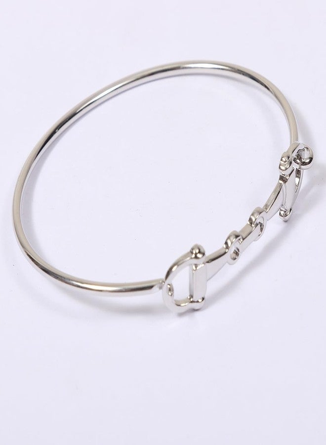 SENFAI Horse Snaffle Bit Bracelet Double Horse Stirrup Lariat Necklace Horses Gift For Women（silver bracelet） - Image 2