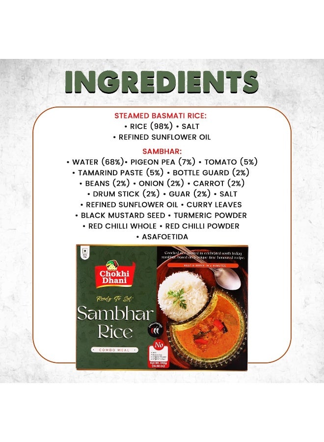 Chokhi Dhani Sambhar Rice 350 gm | Ready-to-Eat Rice with Vegetables & Spices | Indian-Style Meal | Heat & Serve | Vegetarian - Image 3