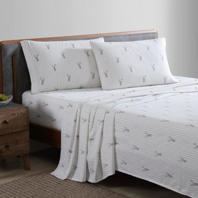 Eddie Bauer - Flannel Sheets King Size, Anti-Pilling & Wrinkle Resistant Cotton, Touchably Soft for All-Season Comfort - Bed Sheets with Matching Pillowcase & Fitted Sheet (Deer Lodge Beige) - Image 2