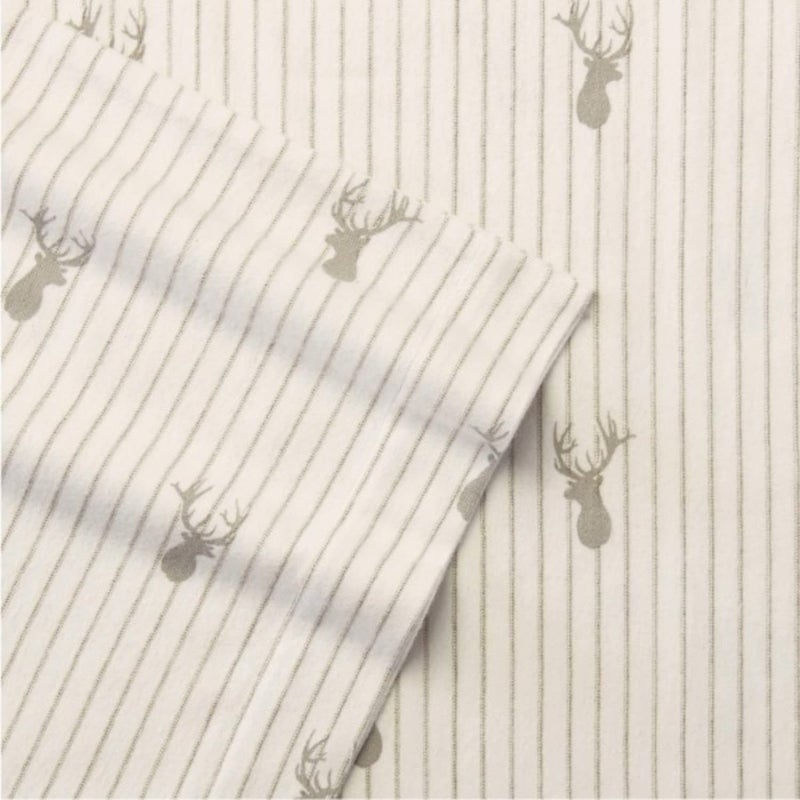 Eddie Bauer - Flannel Sheets King Size, Anti-Pilling & Wrinkle Resistant Cotton, Touchably Soft for All-Season Comfort - Bed Sheets with Matching Pillowcase & Fitted Sheet (Deer Lodge Beige) - Image 5