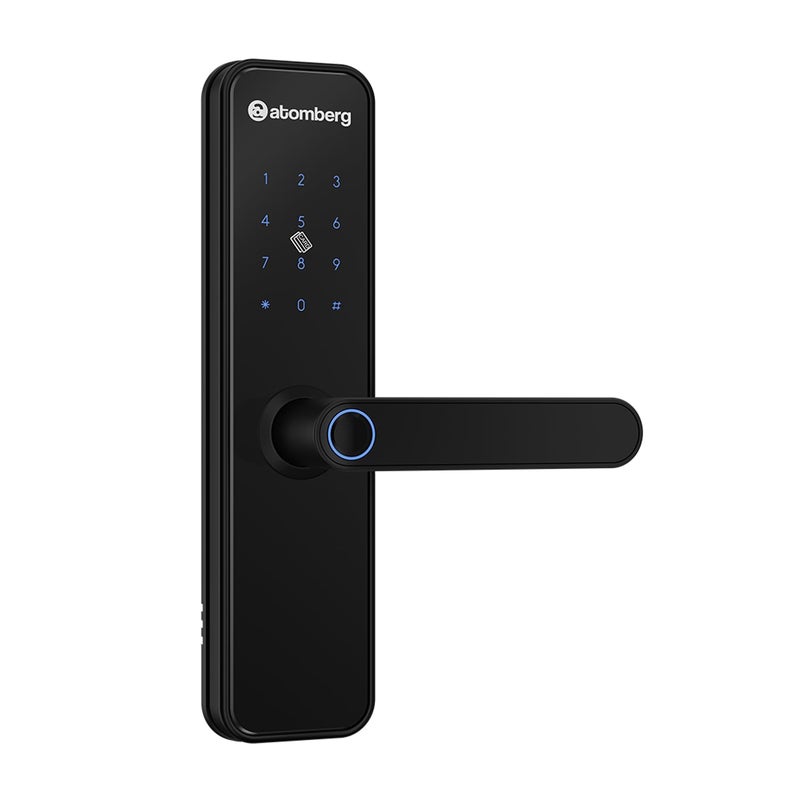 atomberg Azhero Smart Door Lock | 6 Ways Unlocking | Fingerprint | PIN | Remote OTP | NFC Card | App (Data Stored in India) | Key | Free Installation | 2 Year Warranty (Black) - Image 1