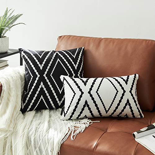 Nestinco Set of 2 Black Pillow Covers 18 x 18 inches Boho Aztec Polyester Blend Square Decorative Throw Pillow Covers for Sofa Couch Bed Decor - Image 2