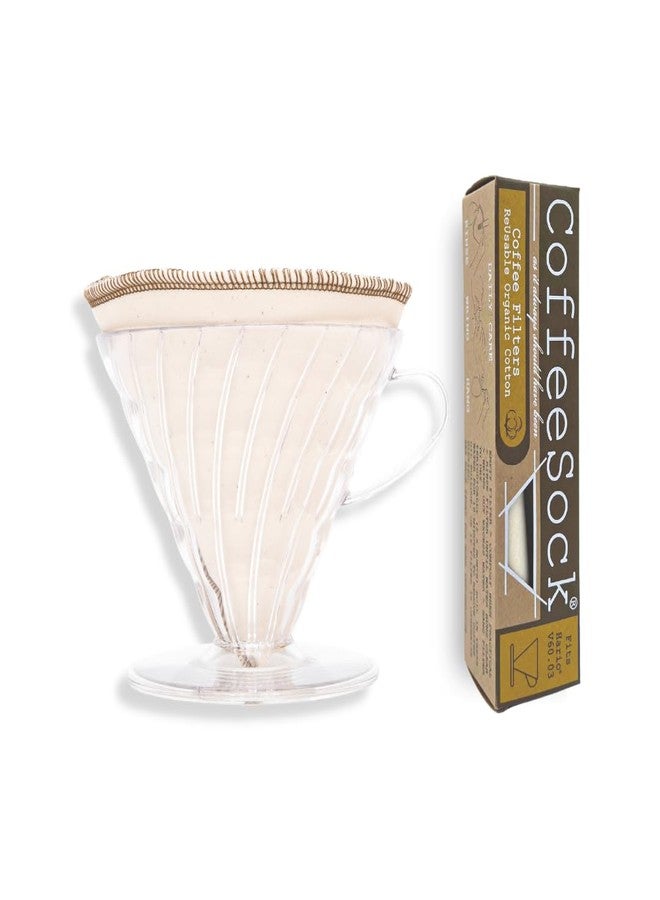 CoffeeSock Reusable Coffee Filters - Made to Fit Hario v60 03 Large (2 Filters) - Organic Natural Cotton Coffee Filters Made in the USA - Ultra-Durable Set - Eco-Friendly Compostable Cloth - Image 1