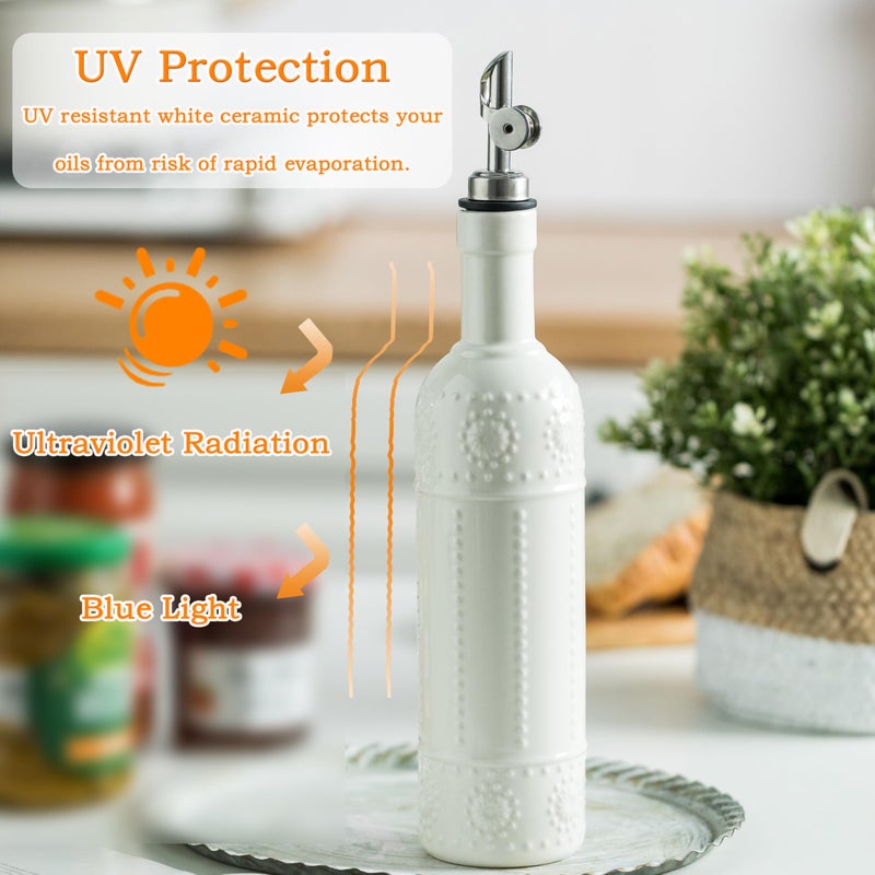 LYEOBOH Olive Oil Dispenser Bottle with Spout, 17 OZ Oil Dispenser for Kitchen, Ceramic Dispensing Bottles for Kitchen, Cooking, Gravity Spout, Housewarming Gift - Image 5