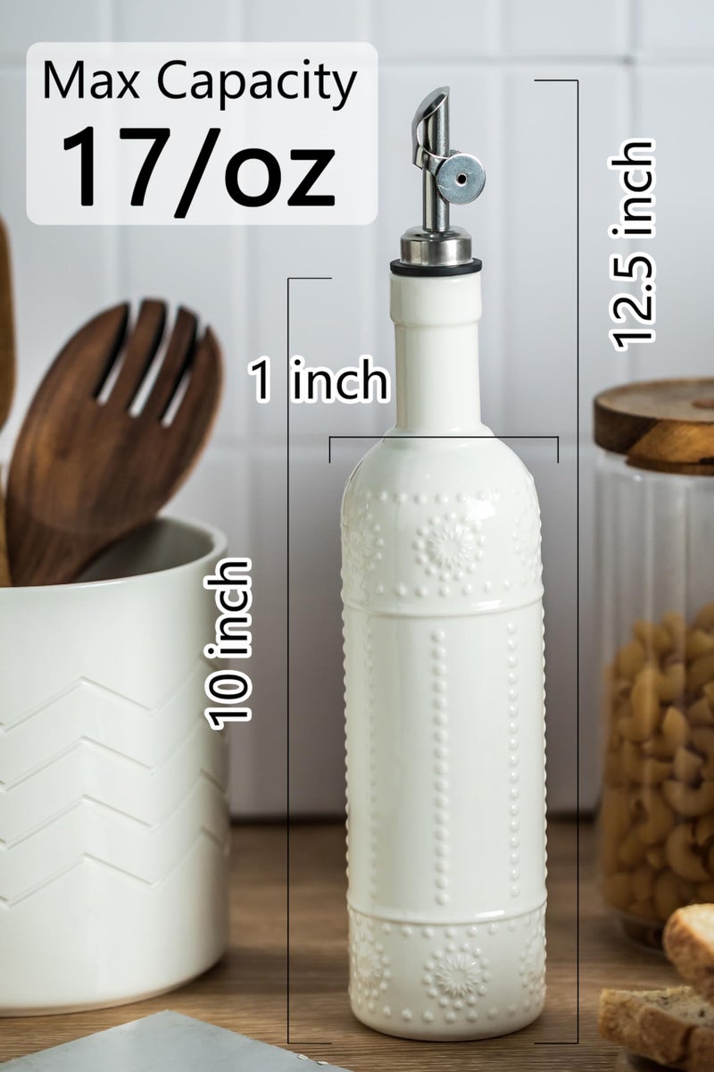 LYEOBOH Olive Oil Dispenser Bottle with Spout, 17 OZ Oil Dispenser for Kitchen, Ceramic Dispensing Bottles for Kitchen, Cooking, Gravity Spout, Housewarming Gift - Image 2