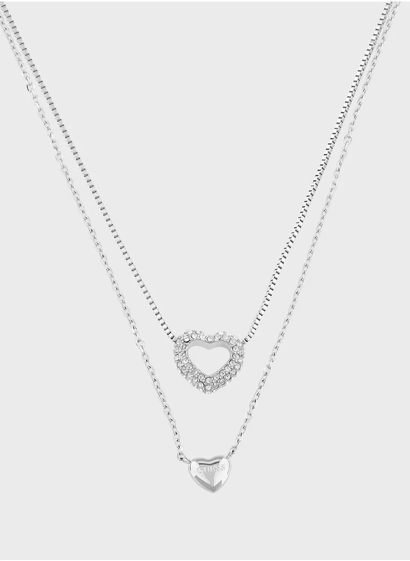 GUESS Jubn05026Jwrht/U 16-18 Two Hearts Double Necklace