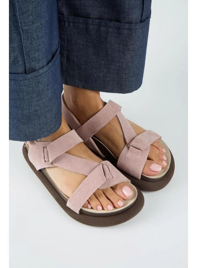 Manijero  Azelya 2 Women's Genuine Leather Buckle Sandal with Bow – Powder. for Women | Best Price UAE