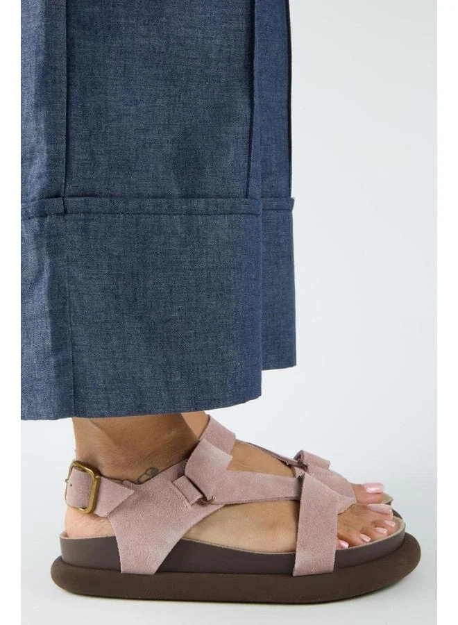 Manijero  Azelya 2 Women's Genuine Leather Buckle Sandal with Bow – Powder. for Women | Best Price UAE