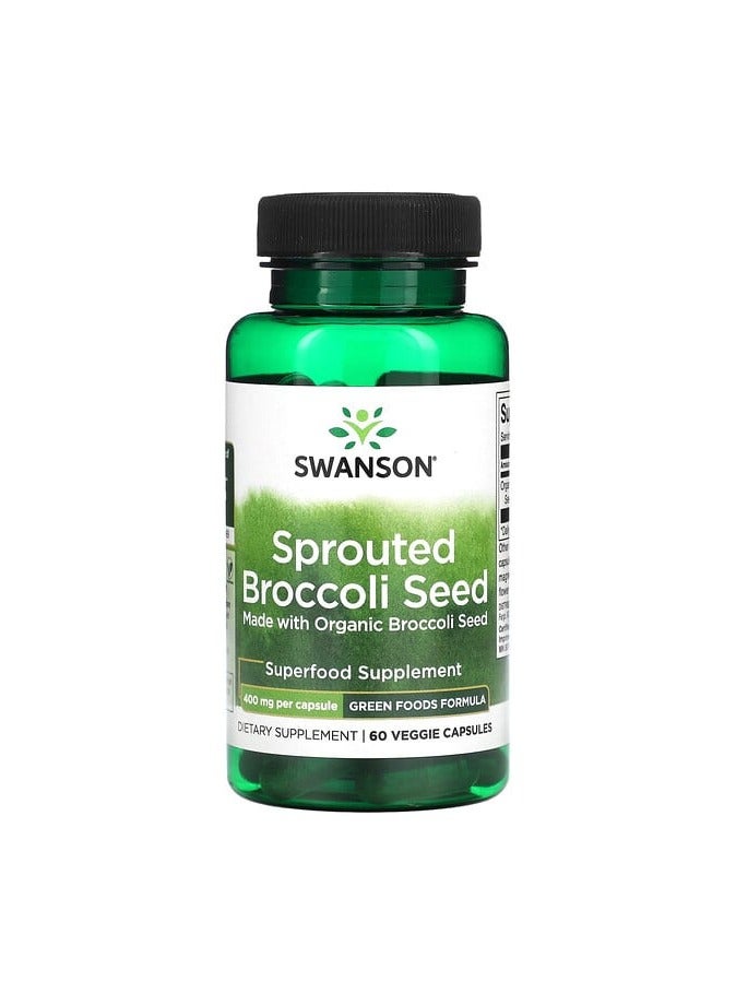 SWANSON Sprouted Broccoli Seed, 400 mg, 60 Veggie Capsules