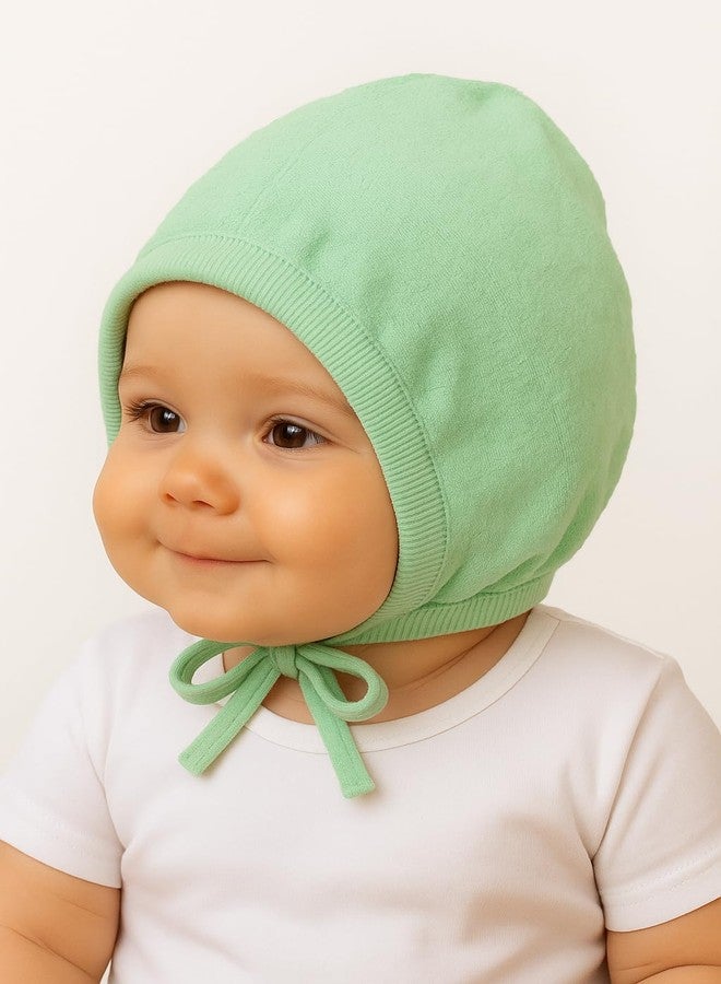 FASHFLOW Unisex Pure Cotton Caps/Topi for Babies Combo Pack of 3 with Knot Closure (in, Age, 12 Months, 18 Months, Plain) - Image 4