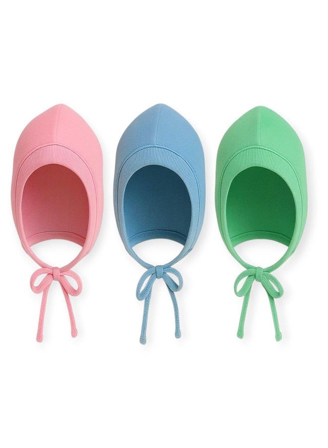 FASHFLOW Unisex Pure Cotton Caps/Topi for Babies Combo Pack of 3 with Knot Closure (in, Age, 12 Months, 18 Months, Plain) - Image 1