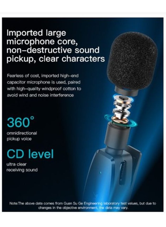 يسيدو Yesido ميكروفون لاسلكي محمول KR11 لنقل الصوت بزاوية 360 درجة ومنفذ إرسال من النوع C وميكروفون MEMS لاسلكي - Image 3