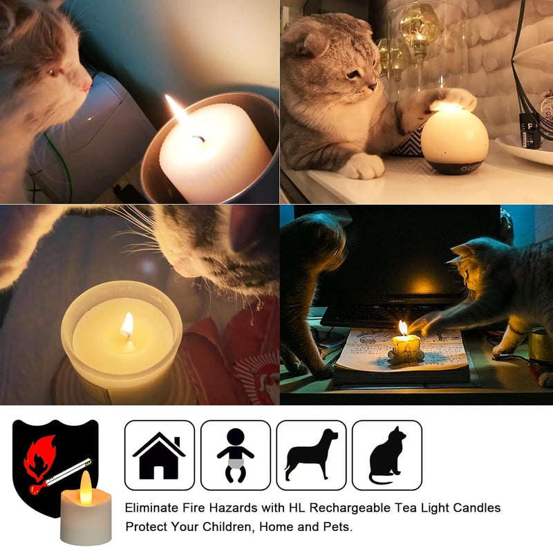 HL Flameless Candles with Remote Timer&Charging Station, 60+Hours Rechargeable Waterproof Outdoor RGB Tea Lights Colorful Candles for Valentine's Gift Halloween Christmas Home Party Decor-6pcs - Image 3