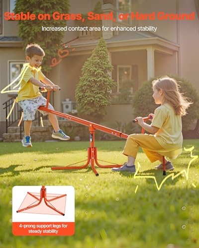 VEVOR Seesaw Teeter Totter for Kids Outdoor 100 lbs Load Capacity per Seat Sit and Spin Teeter Totter with 4Prong Support Legs Playground Equipment with Swiveling 360 Degrees Rotating for Aged 3 - Image 5