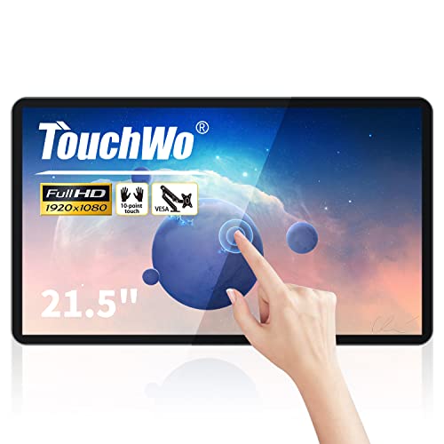 TouchWo 21.5 inch Capacitive Multi-Touch Screen Industrial Monitor, 16:9 Display 1920 x 1080P, Built-in Speakers, VGA & HD-MI Monitor for PC, POS, Small Business, Restaurant - Image 1