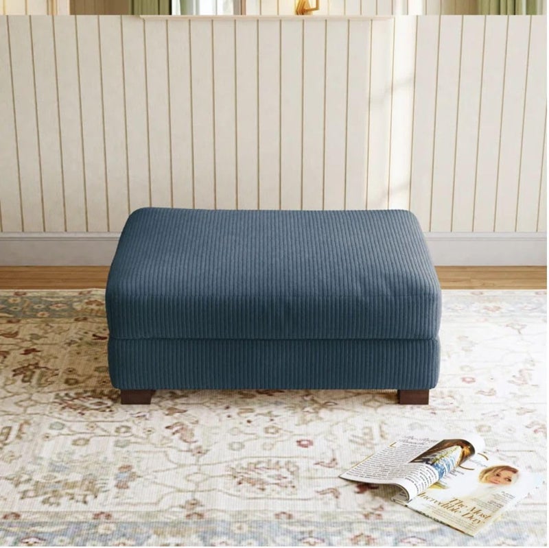 Comfynest Modern Corduroy Ottoman - Navy - Image 2
