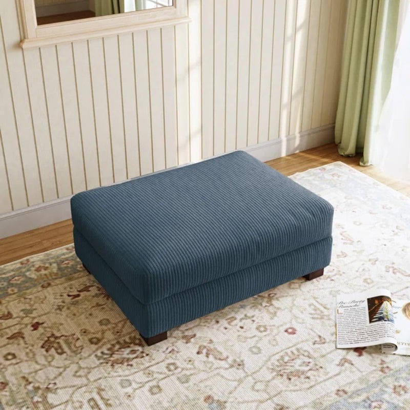 Comfynest Modern Corduroy Ottoman - Navy - Image 1