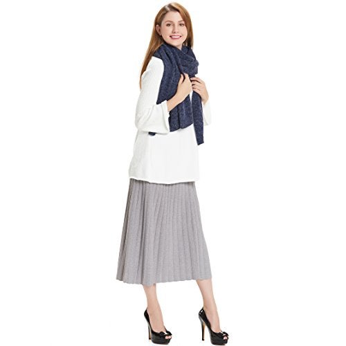 Hanerdun Womens Thick Knit Wrap Soft Warm Shawl Winter Scarf With Pocket Navy Blue ,ONE SIZE - Image 4