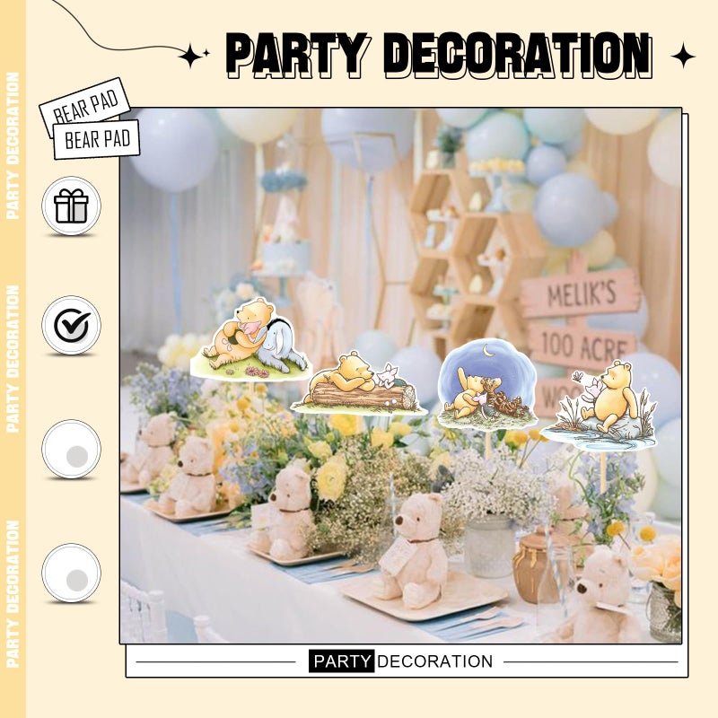 MEMOVAN Classic The Pooh Centerpieces Winnie Centerpieces Sticks Oh Baby Winnie Table Toppers Bear Party Decorations for Winnie Birthday Baby Shower Party Baby Shower Table Decorations-16pcs - Image 5