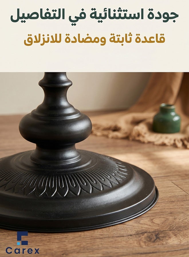 careX Set of 2 Matte Black Vintage Roman Pedestal Side Tables, Round End Table with Carved Base, Easy Assembly Accent Table for Living Room Bedroom - Image 3