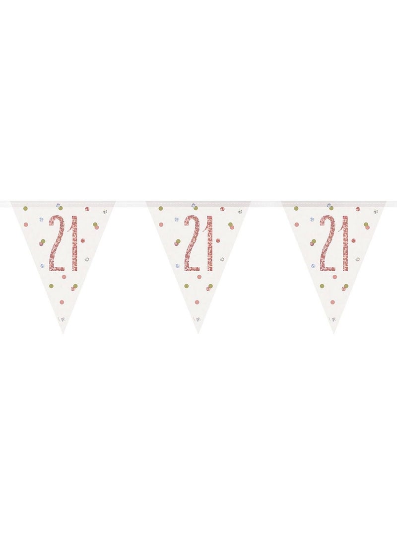 يونيك إكليل راية عيد ميلاد بمناسبة مرور 21 عامًا باللون الأبيض والذهبي الوردي بطول 274 سم