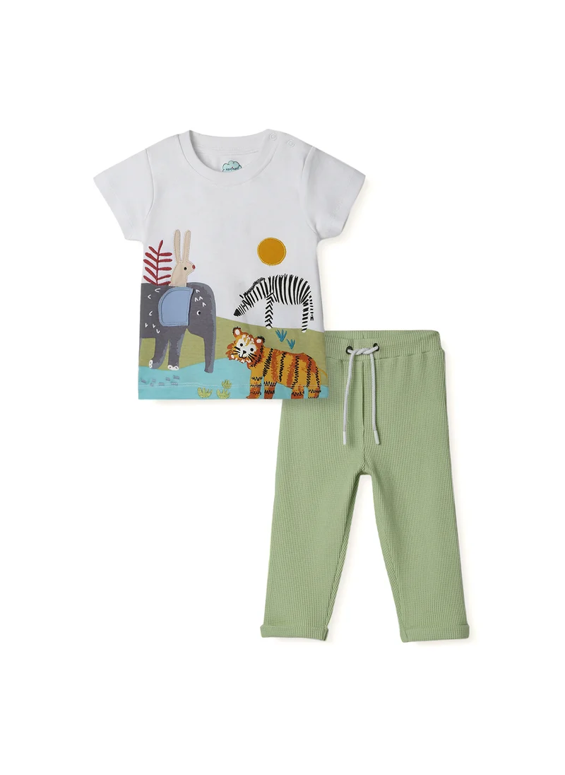 نوتيناتي Nautinati Boys’ Animal Print T-shirt with Shorts | Tee and Shorts Set for 0-2 Years | Infants’ Clothing Set