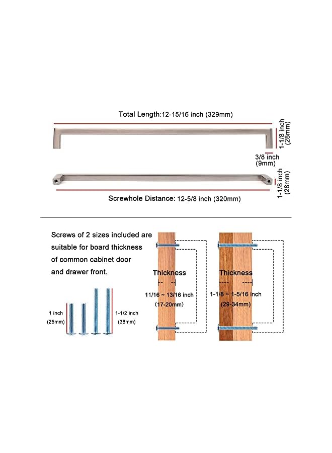 promass Solid Square Bar Cabinet Handle - Chrome Furniture Pull, 12.6 Inch/320mm Screwhole Distance, 1-Piece for Kitchen Cupboard Door, Bedroom Dresser Drawer, Bathroom Wardrobe Hardware - Image 2