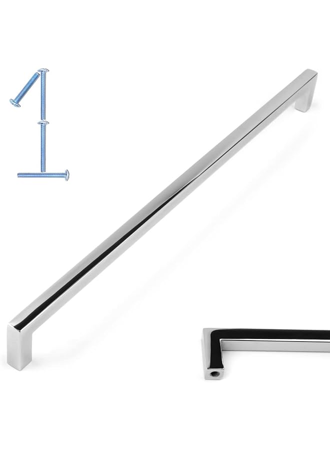 promass Solid Square Bar Cabinet Handle - Chrome Furniture Pull, 12.6 Inch/320mm Screwhole Distance, 1-Piece for Kitchen Cupboard Door, Bedroom Dresser Drawer, Bathroom Wardrobe Hardware - Image 1
