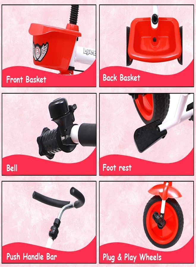 JoyRide Metal Tricycle with Parent Push Handle (red) - Image 2