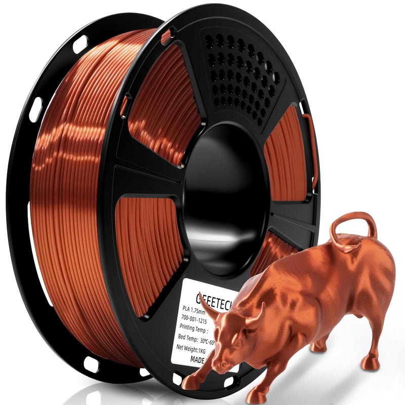 Geeetech Silk PLA Filament 1.75mm for 3D Printer, Metal-Like Shiny 3D Filament 1kg (2.2lbs) 1 Spool, Dimensional Accuracy +/- 0.02 mm, Metallic Copper Silk Filament - Image 1