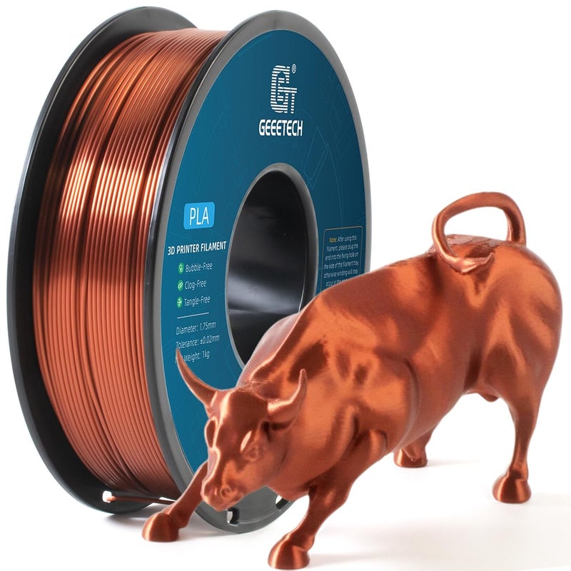 Geeetech Silk PLA Filament 1.75mm for 3D Printer, Metal-Like Shiny 3D Filament 1kg (2.2lbs) 1 Spool, Dimensional Accuracy +/- 0.02 mm, Metallic Copper Silk Filament - Image 2