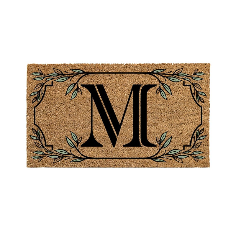 Evergreen Flag Evergreen Monogram Coir Doormat | Letter M | Front Door Mat for Outdoor Indoor Entrance | 28x16 Inches | Non-Slip Backing Doorway Mat for Porch Patio Floor | New Home Decor Housewarming Gift - Image 1