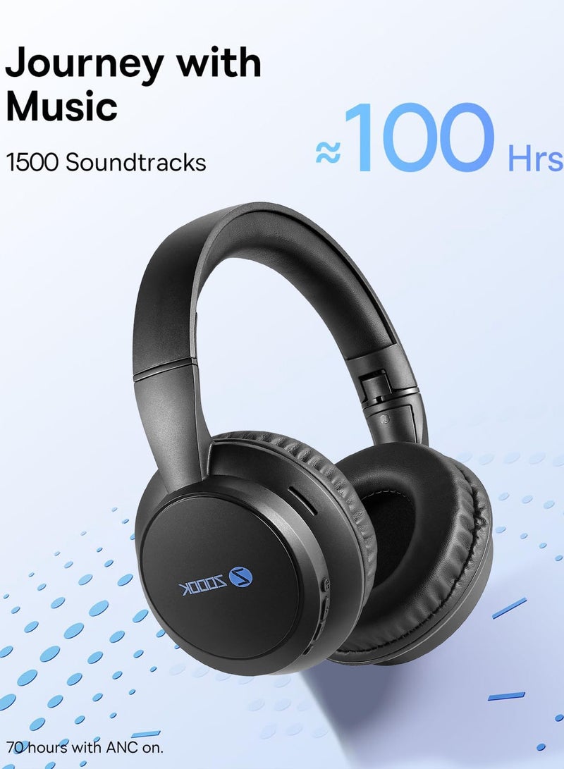 Zoook ENIGMA Wireless Headphones Bluetooth 5.0 Over-Ear Headset with Mic Hybrid Active Noise Cancelling Hi-Res Audio 30H Battery Wearing Detection Foldable for Travel, Work, Music, Call UAE Version - Image 3