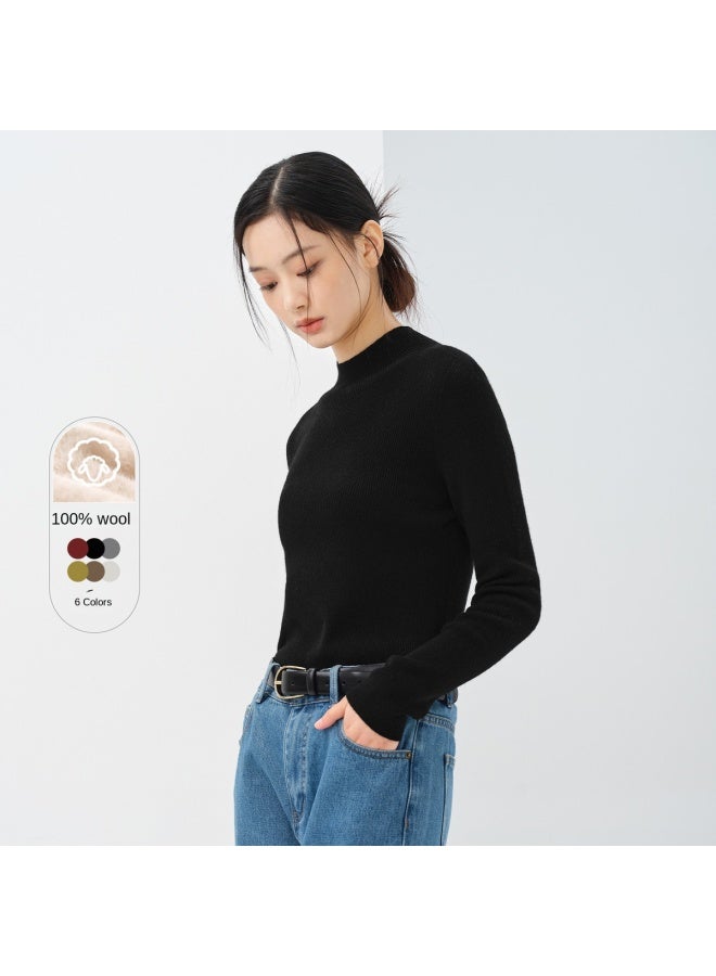 HLA Women's Pure Wool】hot Autumn And Spring Semi-turtleneck Warm Women's Wool Sweater - Image 4