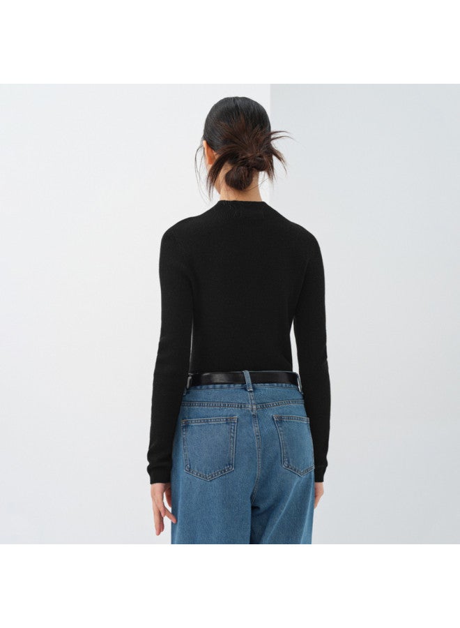 HLA Women's Pure Wool】hot Autumn And Spring Semi-turtleneck Warm Women's Wool Sweater - Image 5