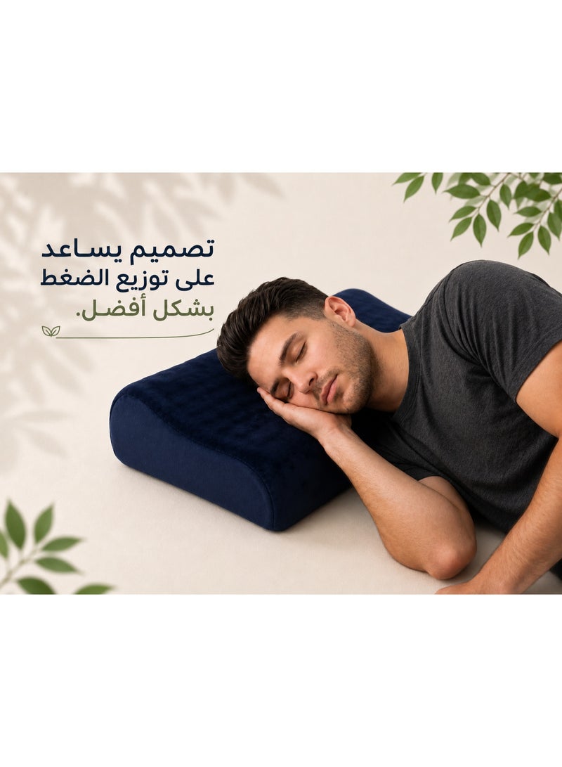 Contour Memory Foam Massage Pillow with Ergonomic Head and Neck Support, Removable Washable Velvet Cover for Comfortable Sleeping - Image 5