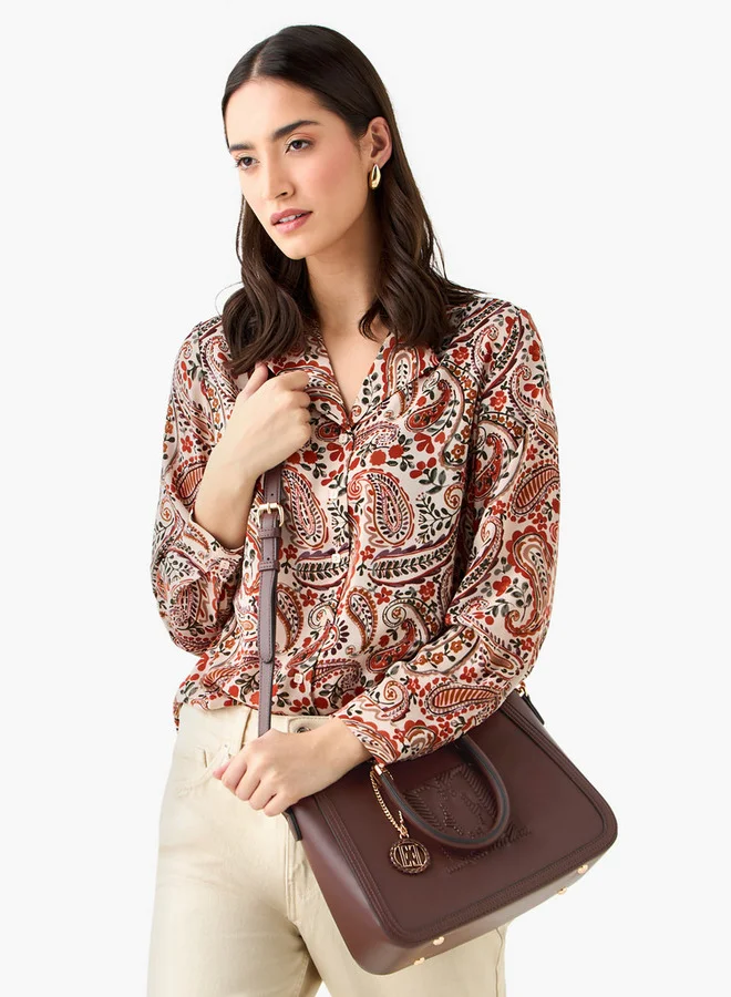 ايل Stitch Detail Tote Bag with Zip Closure