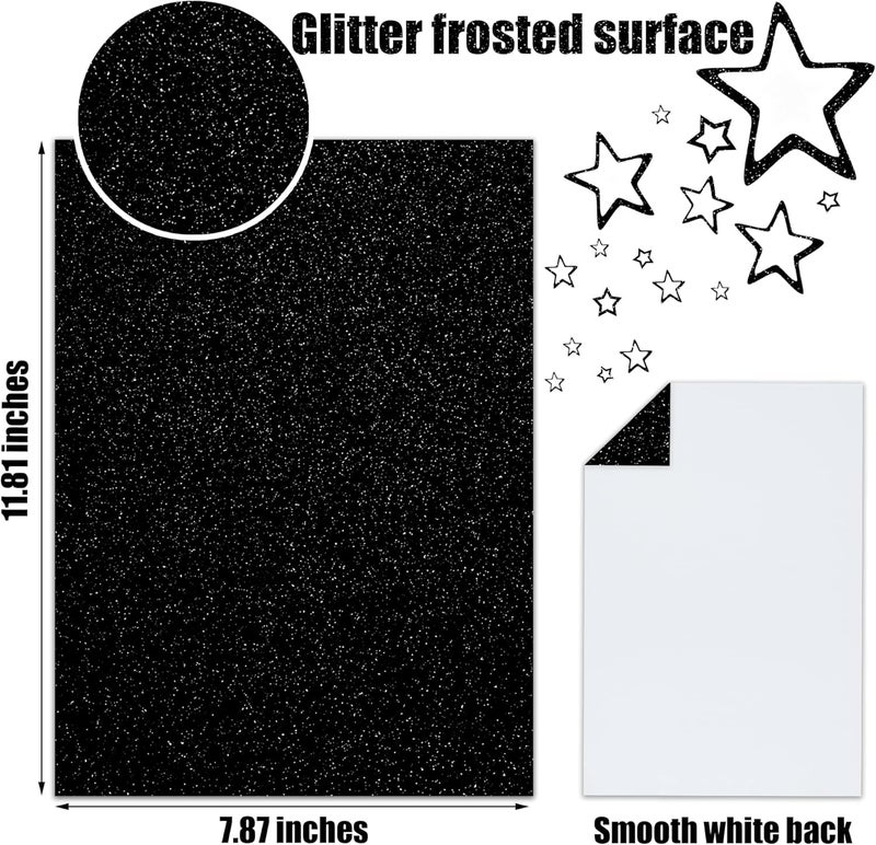 Festiko® Black/Bronze/Gold/Silver Glitter Cardstock Sheets (Pack of 20, A4, 250 Gsm), Premium Glitter Paper for Crafts, A4 Glitter Card Stock for DIY Projects - Image 2