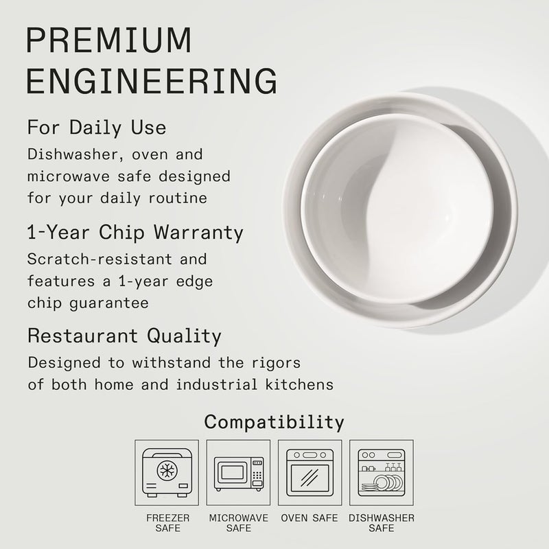 Madein Made In Cookware  Mise en Place Bowls  2 Sizes  Set of 4 White  Porcelain  Crafted in England - Image 3