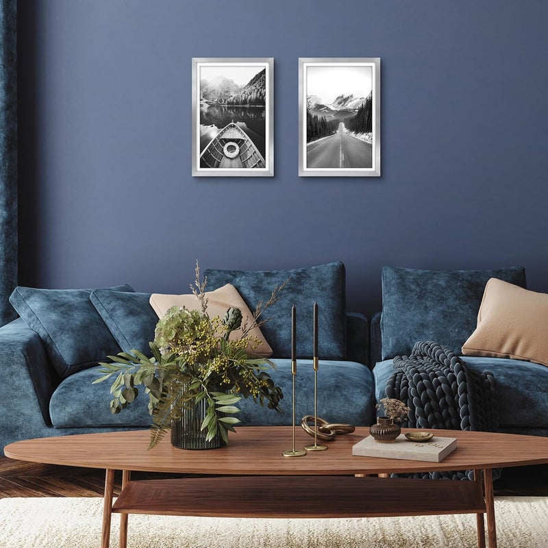 Americanflat 12x18 Poster Frame with Polished Plexiglass - Set of 2 - Use as 11x17 Frame with Mat or 12x18 Frame Without Mat - Galleria Collection - Gallery Wall Frame Set for Wall Display - Silver - Image 5