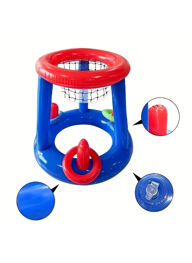 BEBEGO 1 Set of Inflatable Basketball Hoop Ring Game with Throwing Rings (Random Colors) Small Basketball PVC Ball Suitable for Swimming Pool Party Sports - Image 3