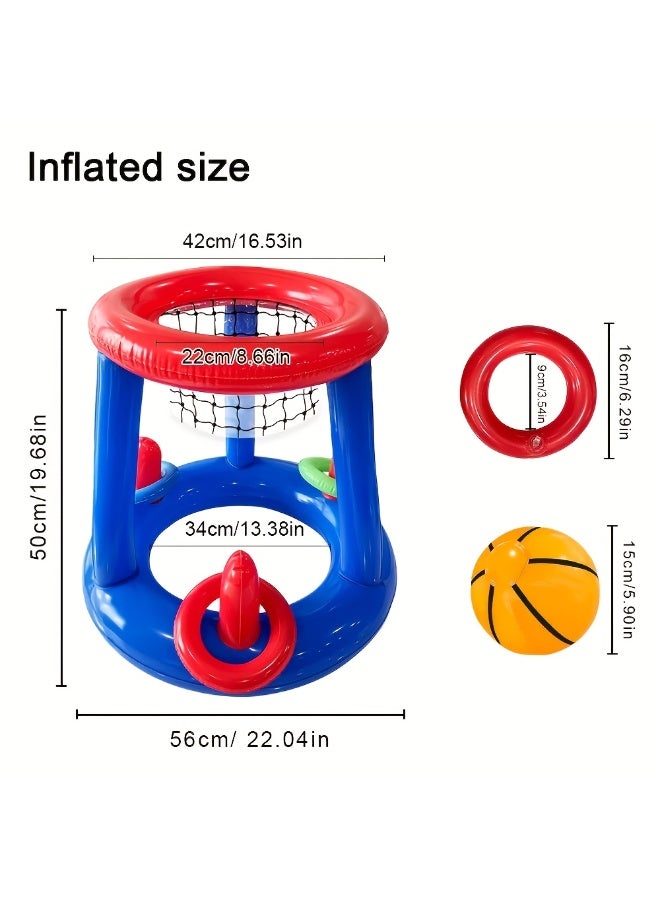 BEBEGO 1 Set of Inflatable Basketball Hoop Ring Game with Throwing Rings (Random Colors) Small Basketball PVC Ball Suitable for Swimming Pool Party Sports - Image 4