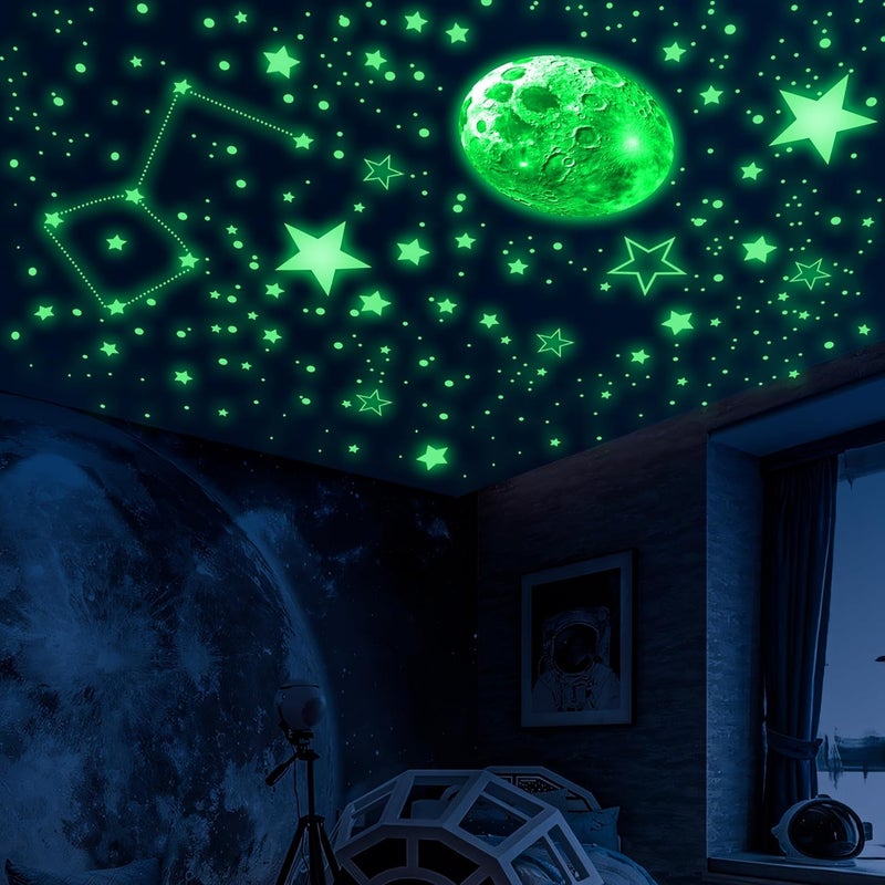 Robmoda 965 PCS Glow in The Dark Stars and Moon for Ceiling Luminous Stars and Planet Wall Decals Kids Room Decor Glowing Galaxy Wall Stickers for Nursery Decorations Green - Image 2