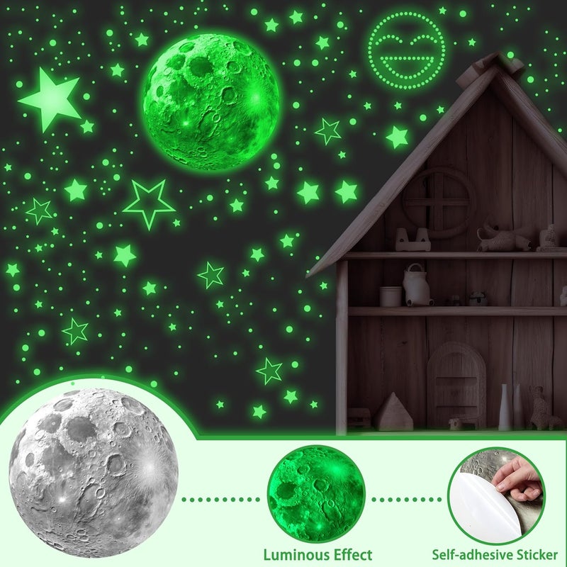 Robmoda 965 PCS Glow in The Dark Stars and Moon for Ceiling Luminous Stars and Planet Wall Decals Kids Room Decor Glowing Galaxy Wall Stickers for Nursery Decorations Green - Image 3